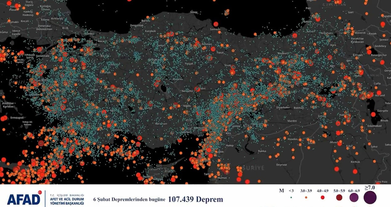 Türkiye ve yakın çevresi 6 Şubat’tan bu yana 107 bin kez sallandı